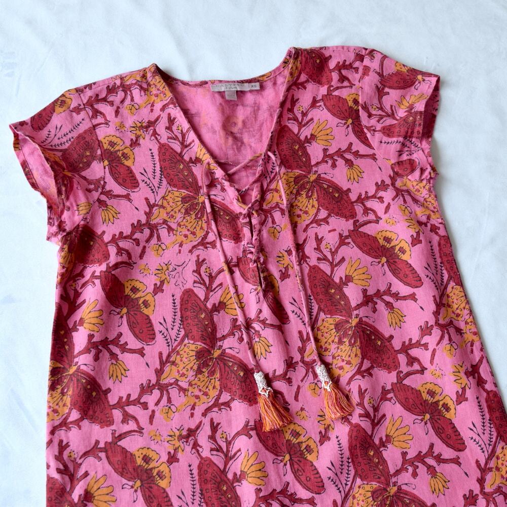 Calypso St. Barth Pink And Red Flutter Sleeve Sun… - image 2